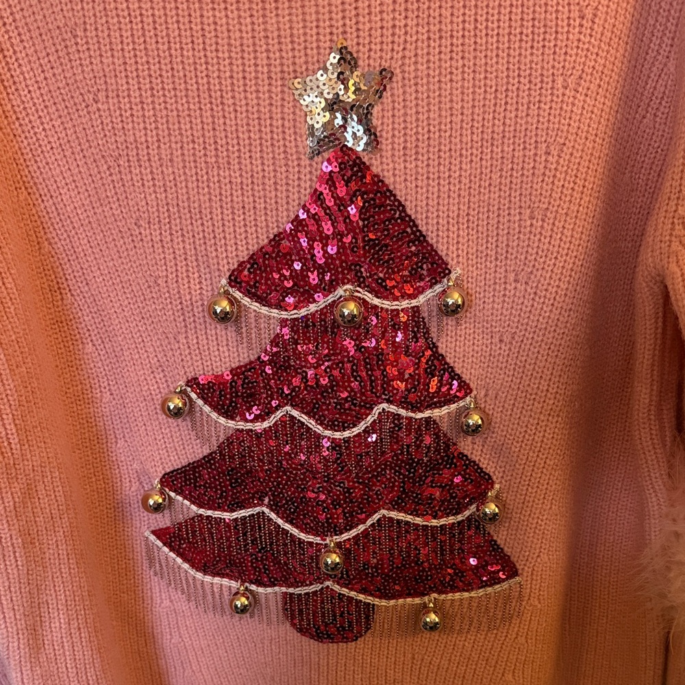 Grace & Emma Pink Sequin Christmas Tree Sweater 2X - Picture 3 of 7